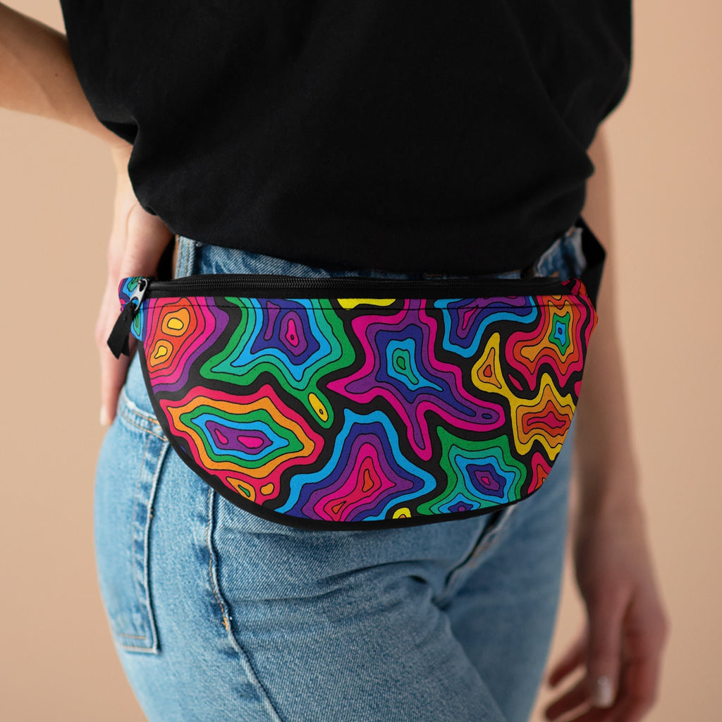Geode Rainbow Fanny Pack: Abstract EDM Rave Accessory