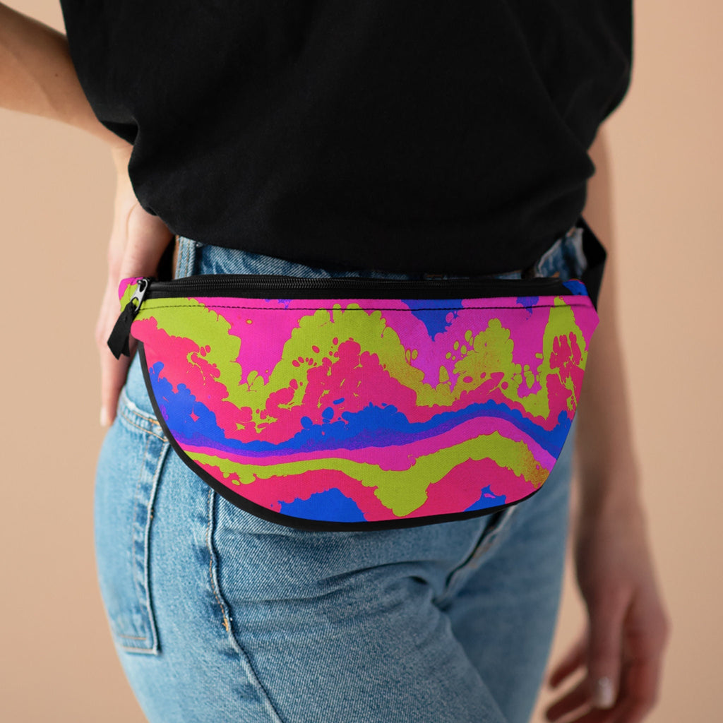 Sweetness Festival Fanny Pack: Abstract Pink Yellow Pour Paint Brush Colorful Vibrant Music Festival Rave Accessory with Lay-Flat Design