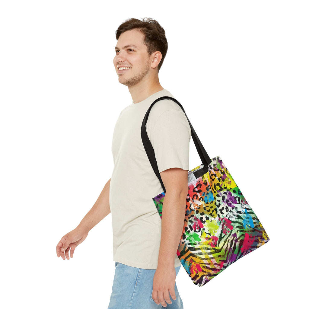 Rainbow Cheetah Zebra Print Tote Bag: Vibrant Festival Purse