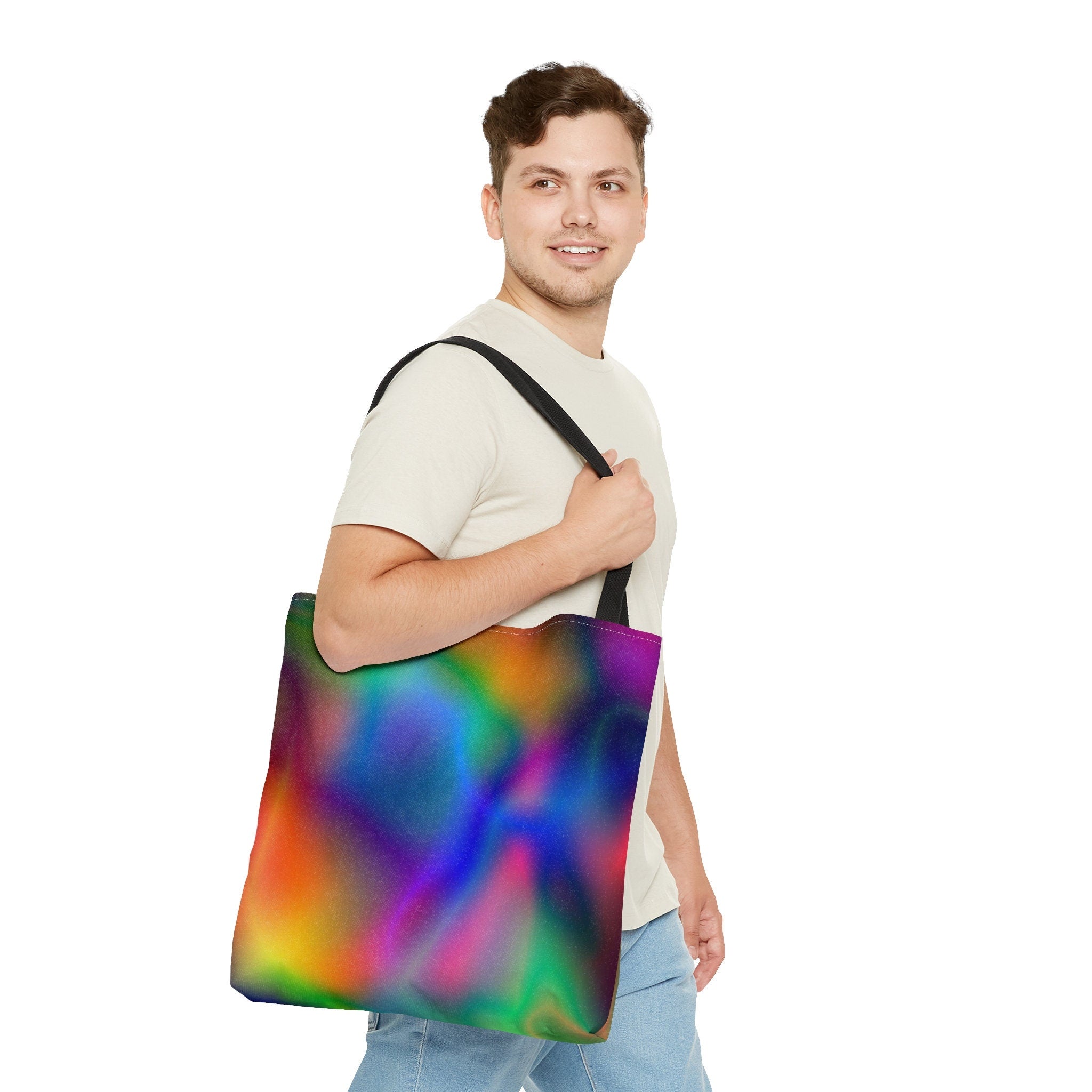 Galaxy Rainbow Tote Bag: Abstract Neon Festival Accessory