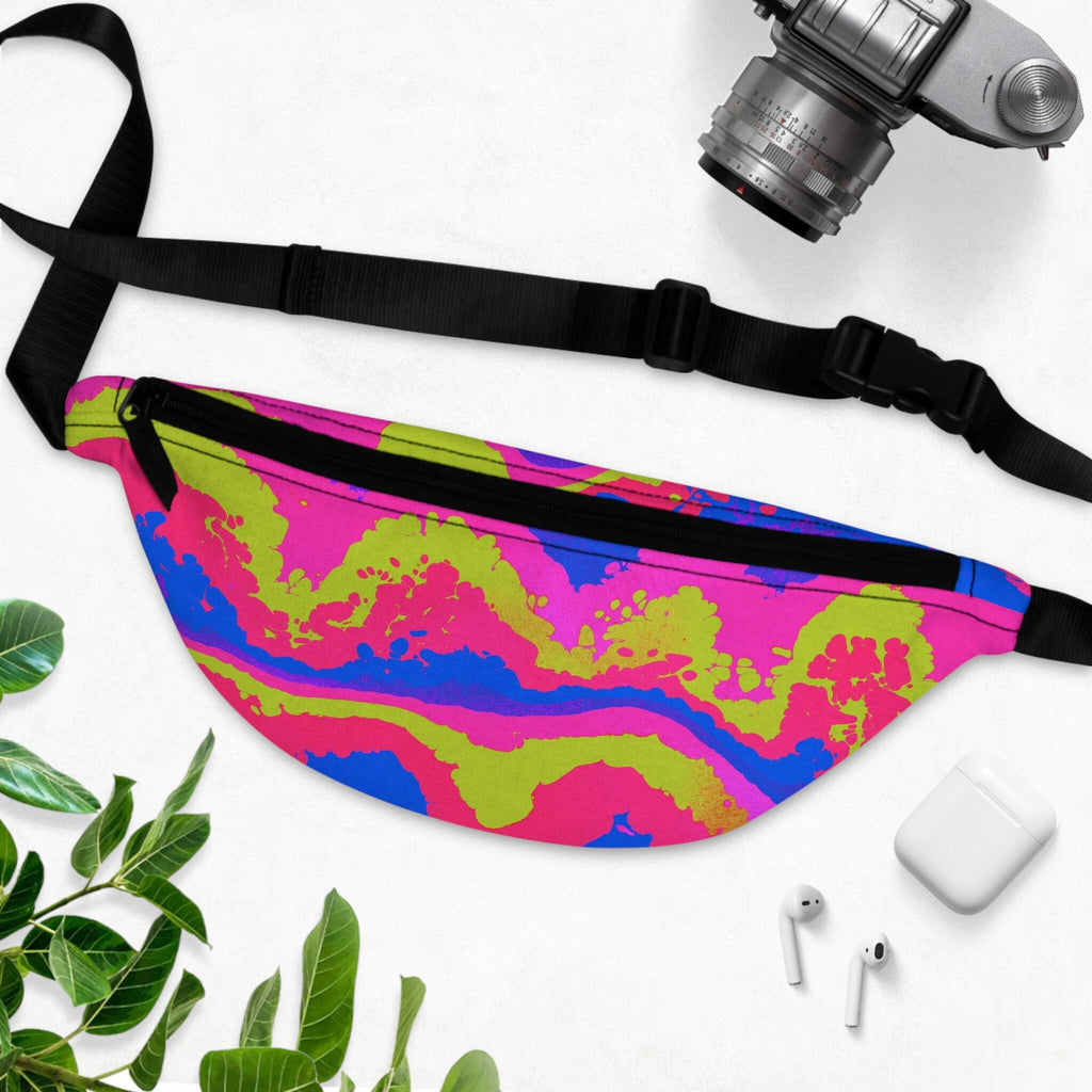 Sweetness Festival Fanny Pack: Abstract Pink Yellow Pour Paint Brush Colorful Vibrant Music Festival Rave Accessory with Lay-Flat Design
