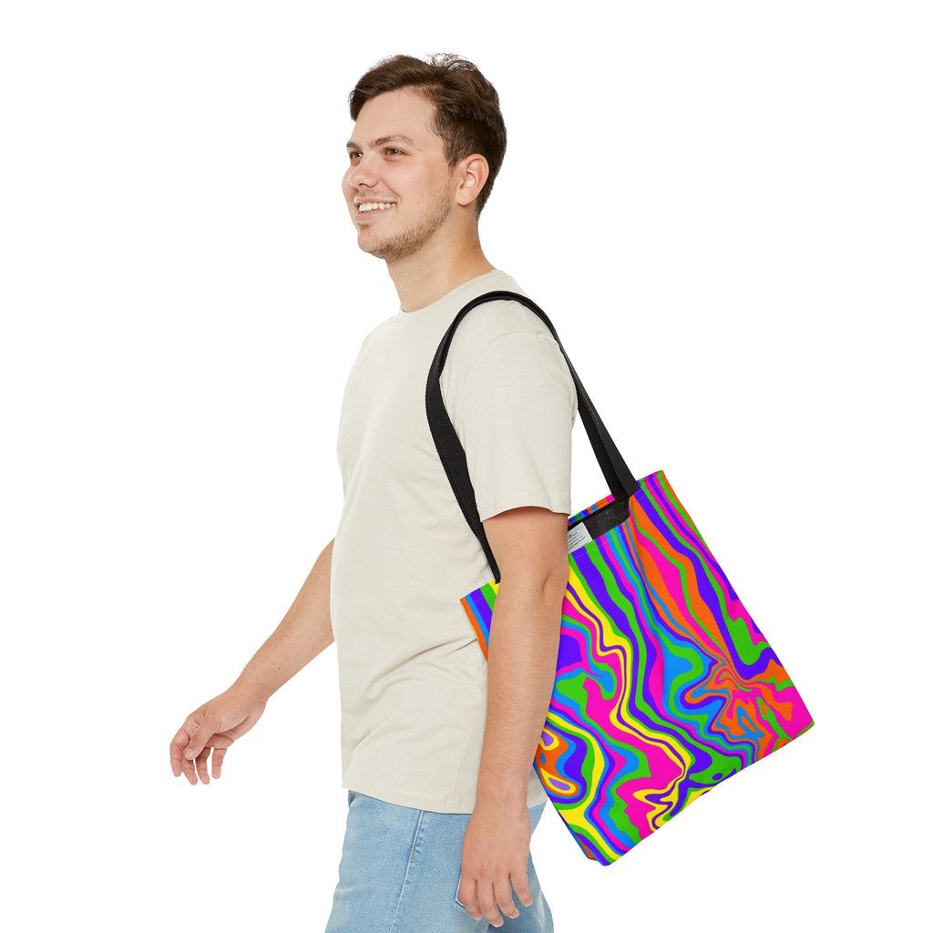 Neon Paint Swirl Tote Bag: Vibrant Rave EDM Accessory