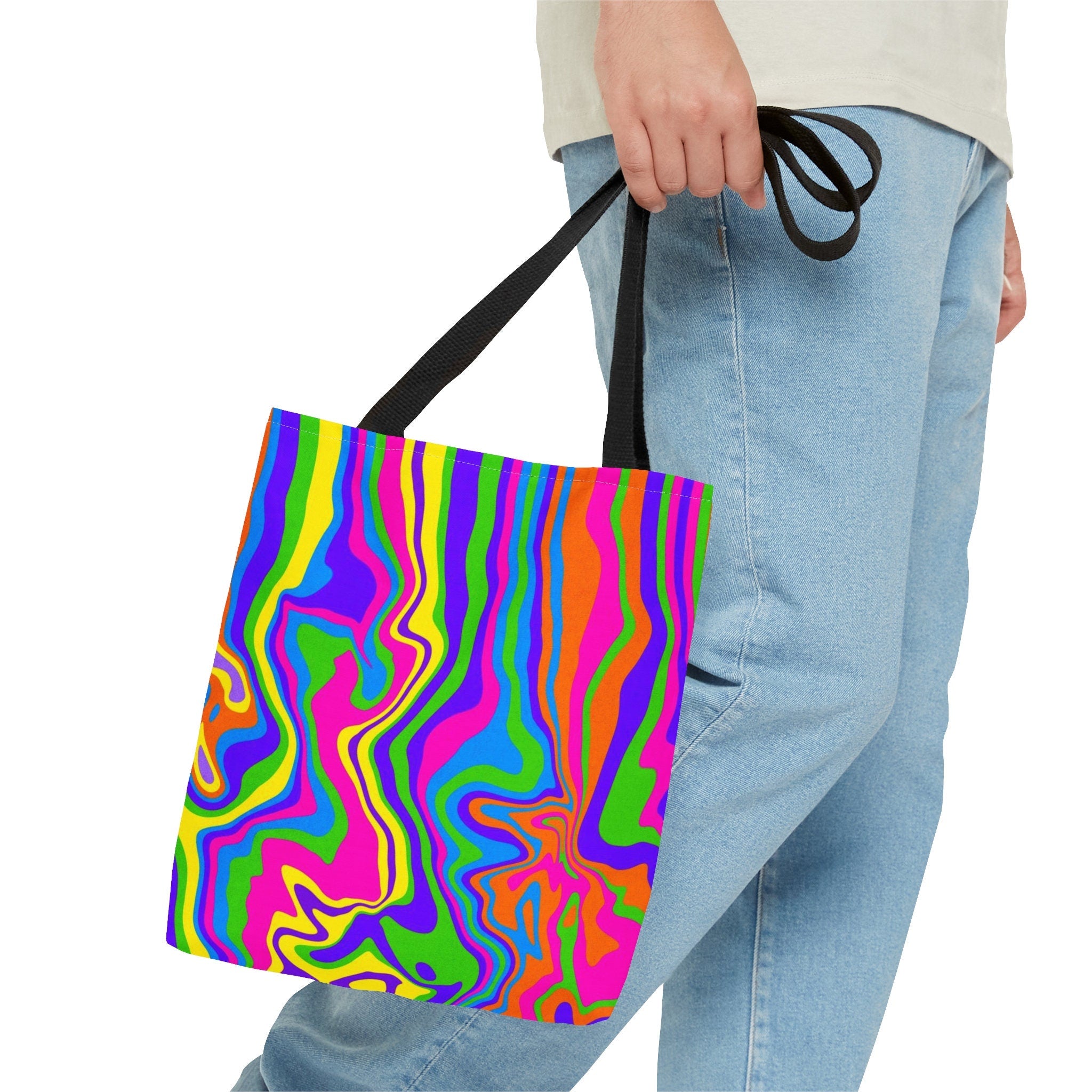 Neon Paint Swirl Tote Bag: Vibrant Rave EDM Accessory