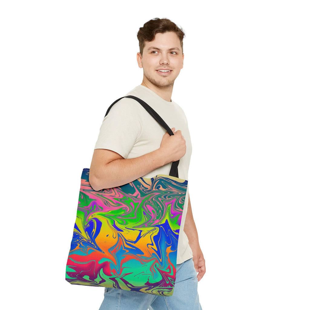 Rainbow Galaxy Abstract Tote Bag: Vibrant Festival Accessory