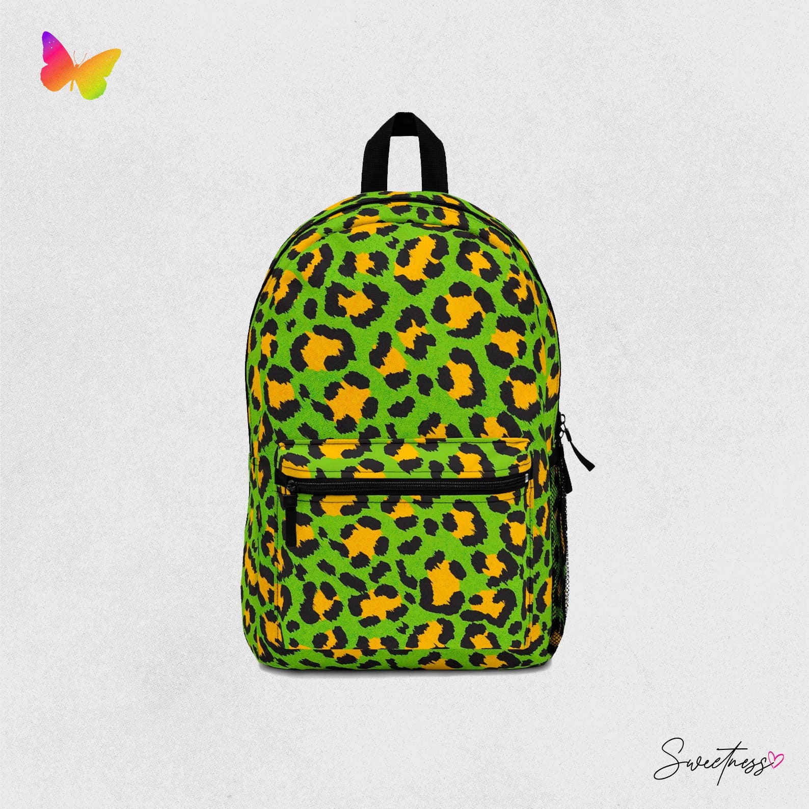 Cheetah Print Festival Backpack: Neon Green Rave Bag