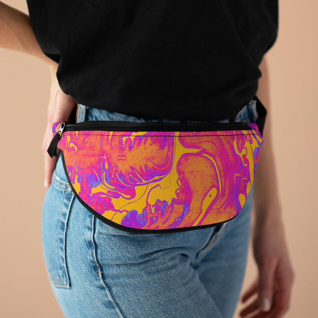 Sweetness Festival Fanny Pack: Pink Yellow Swirly Abstract Wet Paint Colorful Vibrant Accessory with Lay-Flat Design