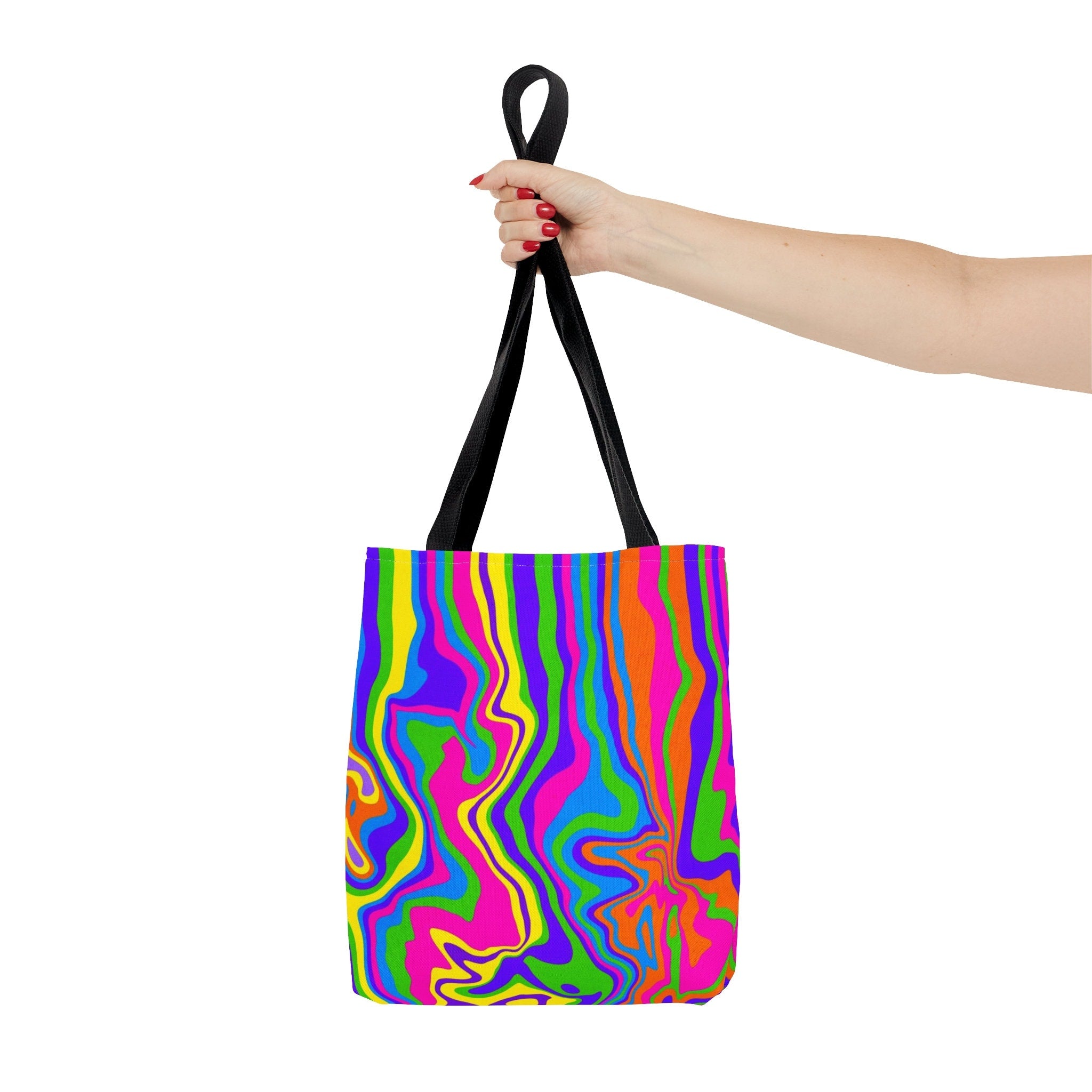Neon Paint Swirl Tote Bag: Vibrant Rave EDM Accessory