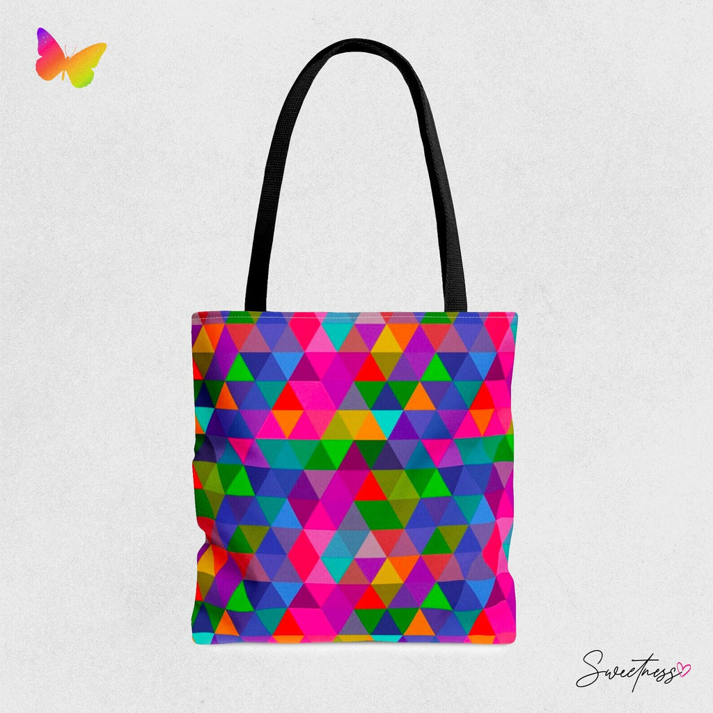 Geometric Triangles Tote Bag: Rainbow Mosaic Festival Accessory