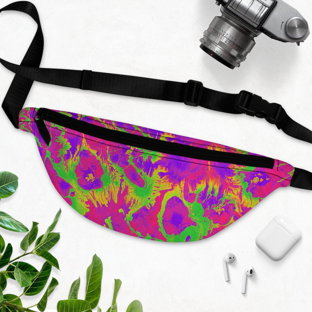 Sweetness Festival Fanny Pack: Neon Pink Purple Green Abstract Paint Trip Colorful Vibrant Accessory with Lay-Flat Design