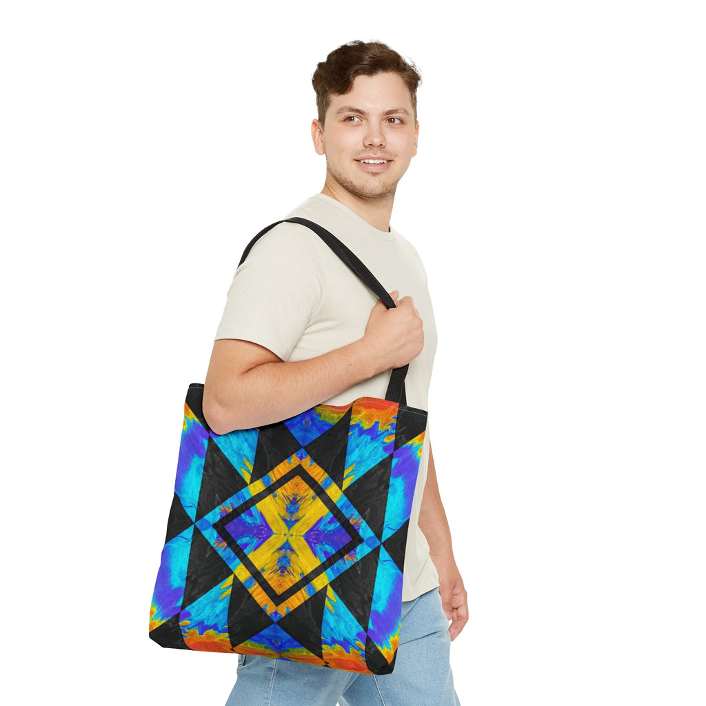 Geometric Kaleidoscope Tote Bag: Vibrant Rave EDM Accessory