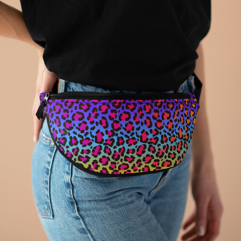 Rainbow Cheetah Fanny Pack: Psychedelic Festival Waist Bag