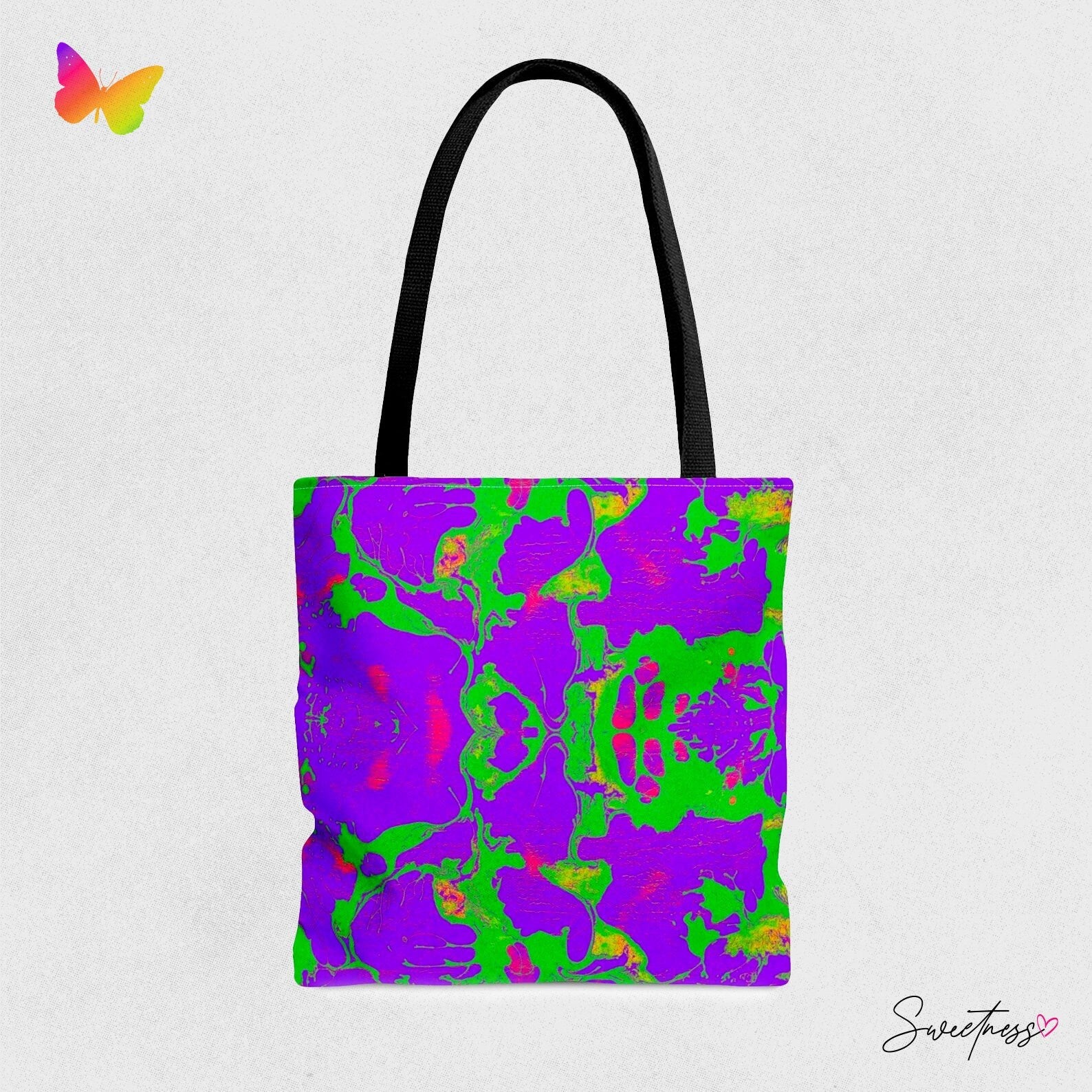 Abstract Neon Festival Tote Bag: Rave EDM Accessory