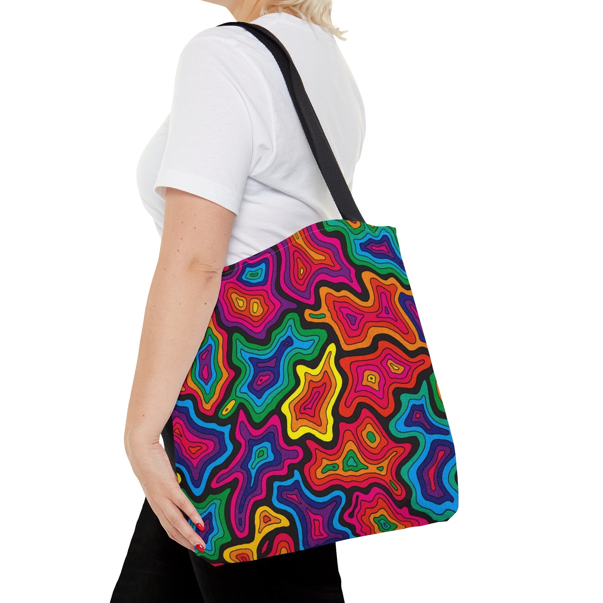 Rainbow Geode Festival Tote Bag: EDM Rave Accessory