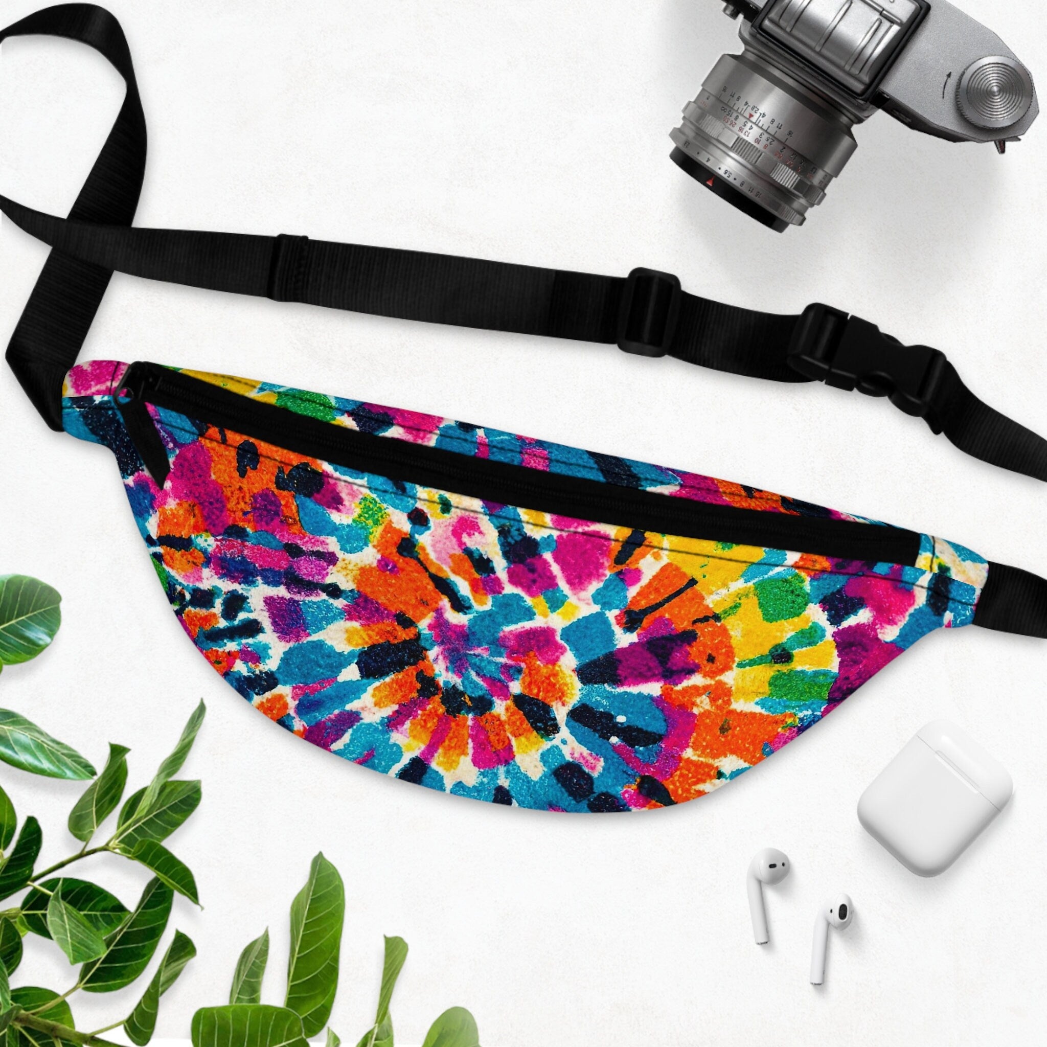 Tie Dye Fanny Pack: Rainbow Hippie Festival Waist Bag