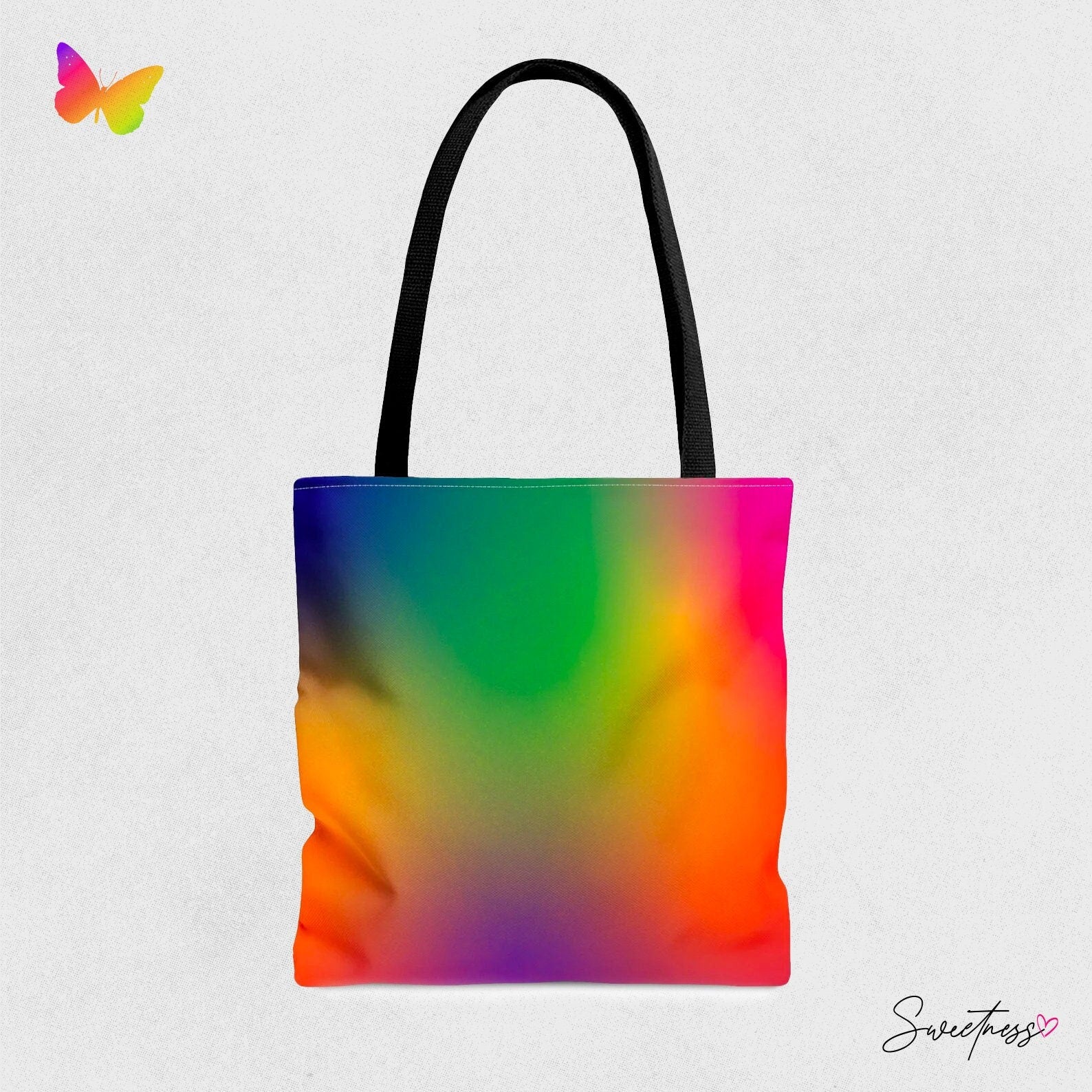 Rainbow Gradient Tote Bag: Vibrant Festival Shoulder Bag
