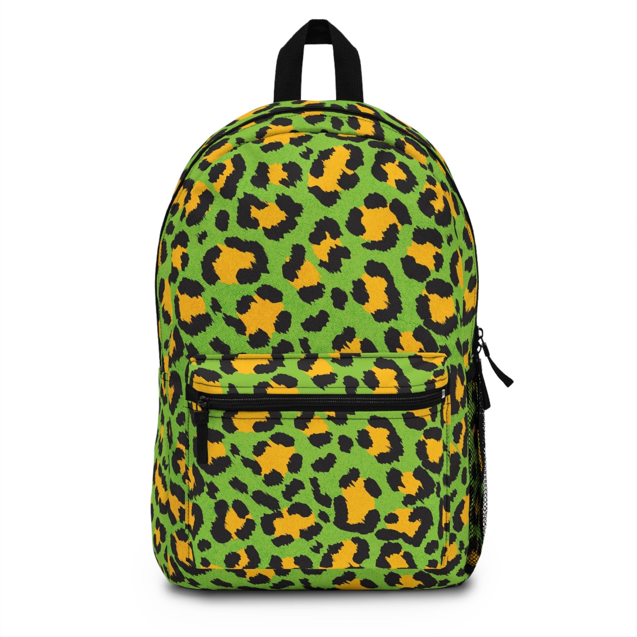 Cheetah Print Festival Backpack: Neon Green Rave Bag