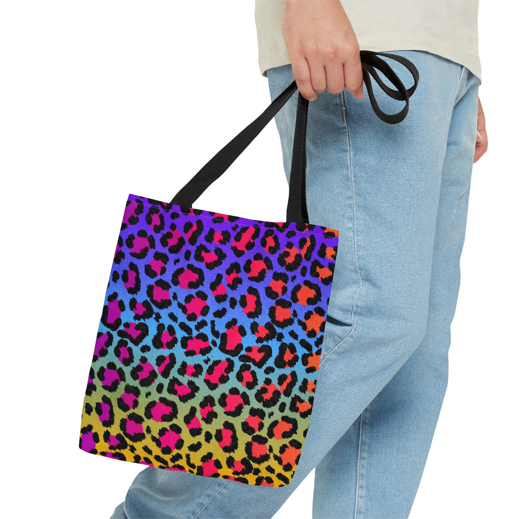 Rainbow Cheetah Print Tote Bag: Psychedelic Rave Accessory