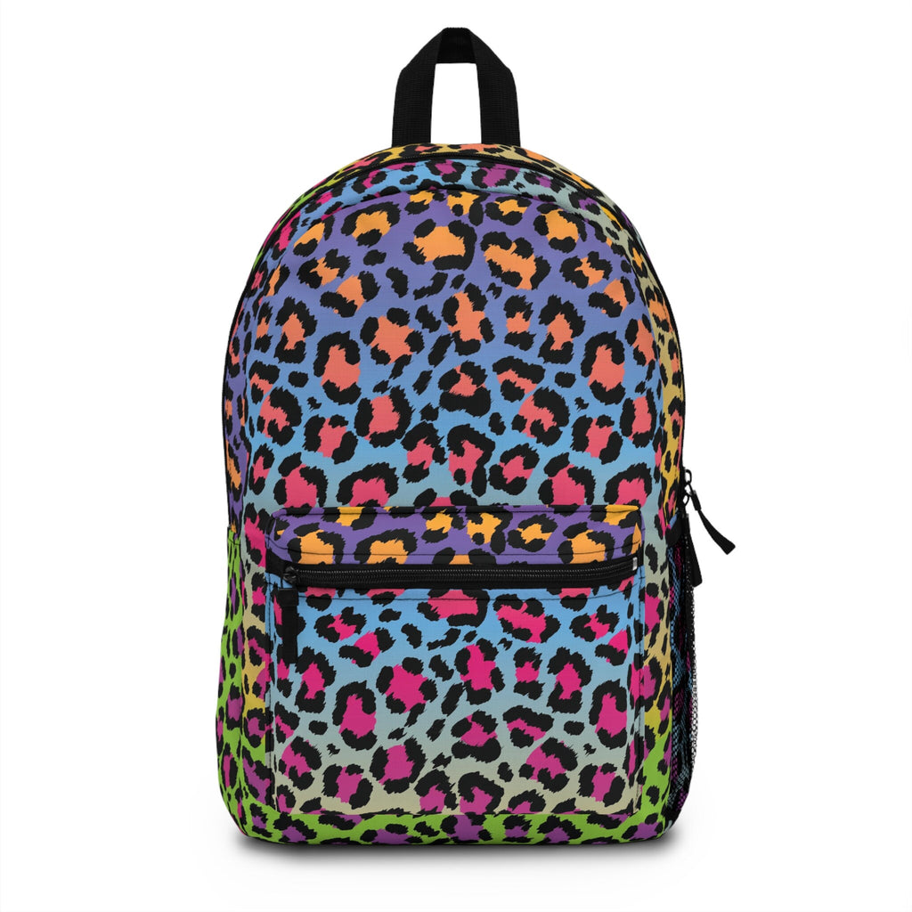 Rainbow Cheetah Print Festival Backpack: Rave EDM Travel Bag