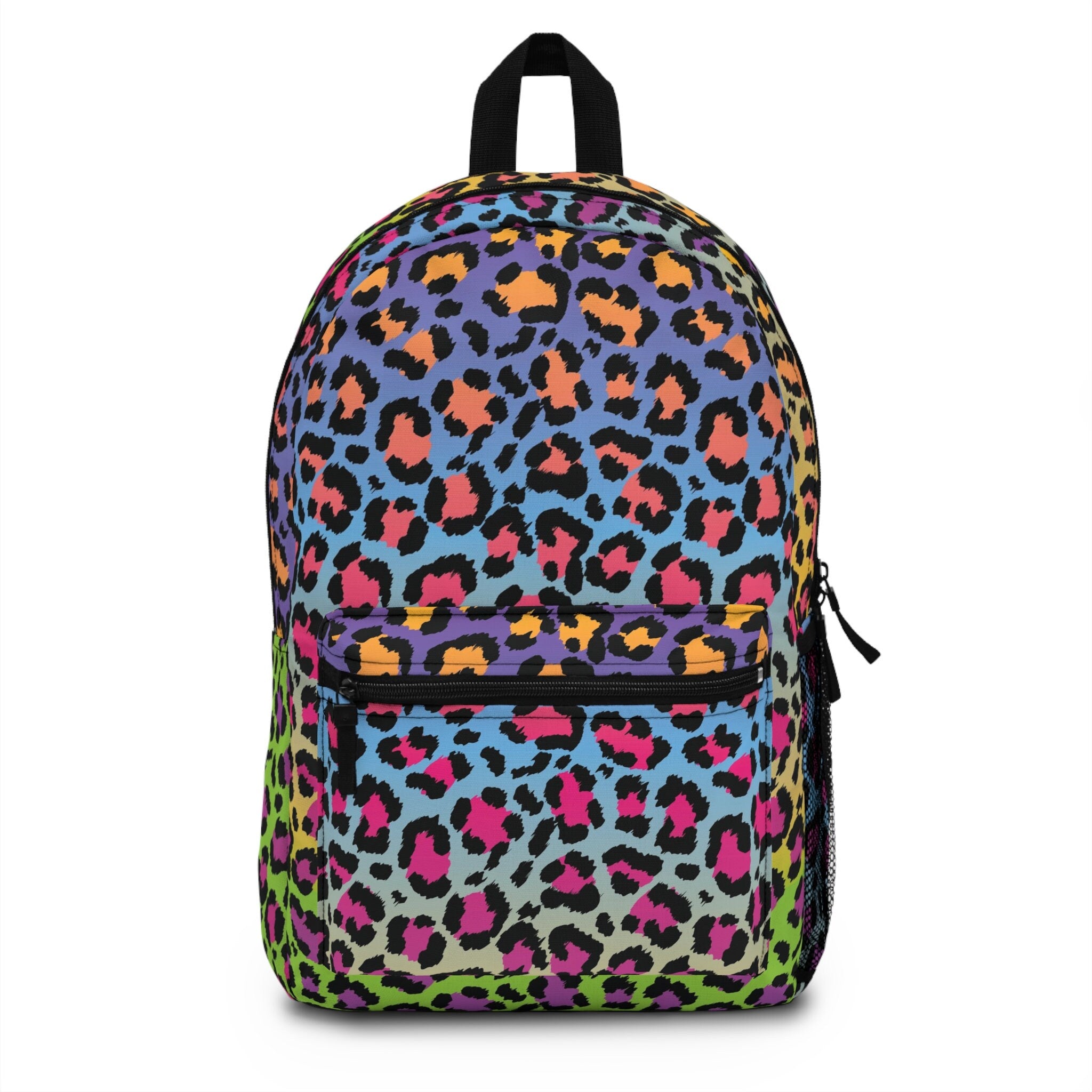Rainbow Cheetah Print Festival Backpack: Rave EDM Travel Bag