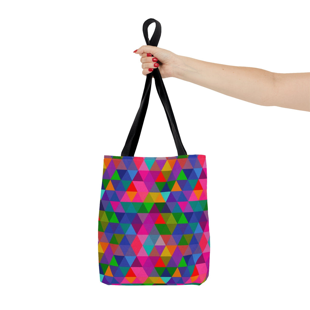 Geometric Triangles Tote Bag: Rainbow Mosaic Festival Accessory