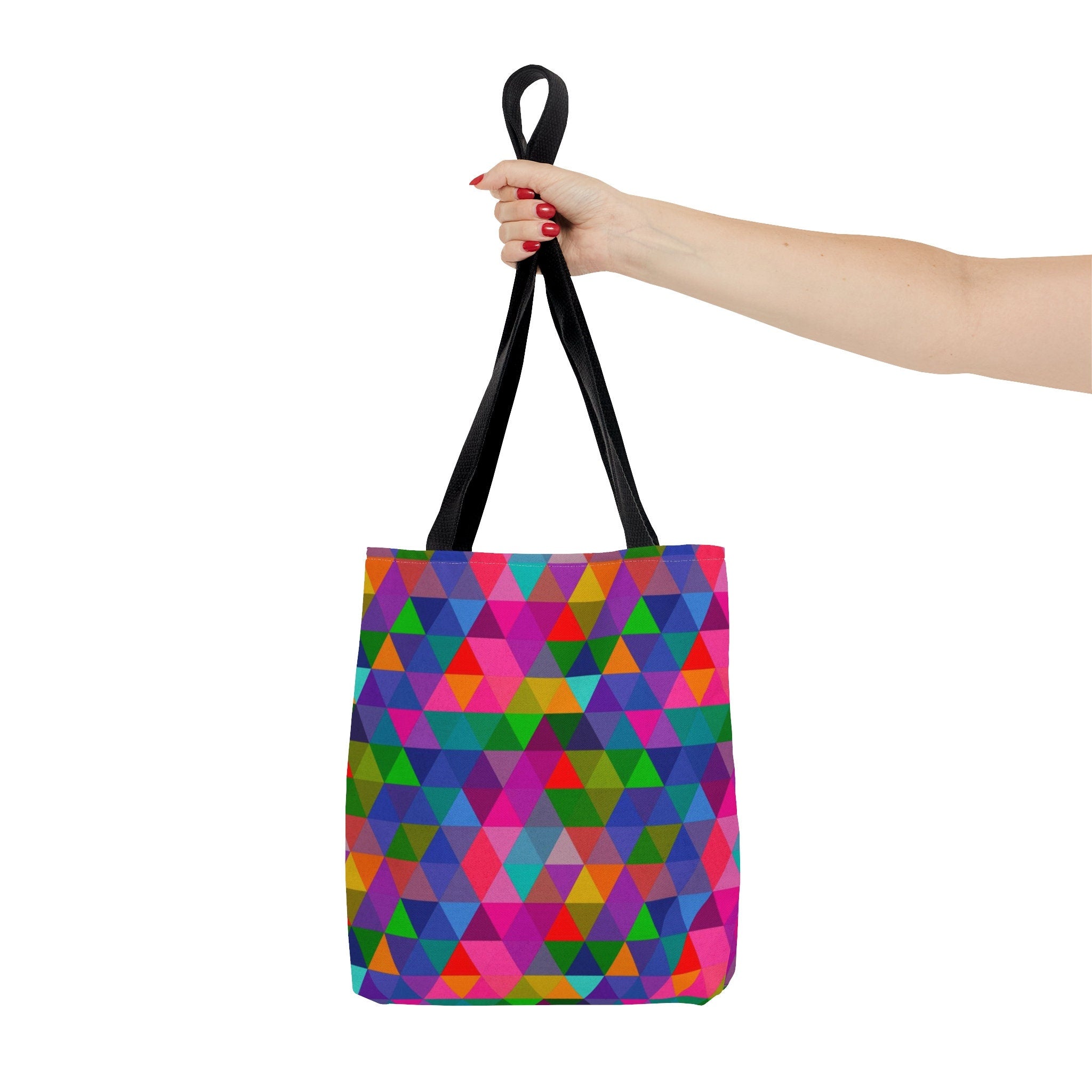 Geometric Triangles Tote Bag: Rainbow Mosaic Festival Accessory