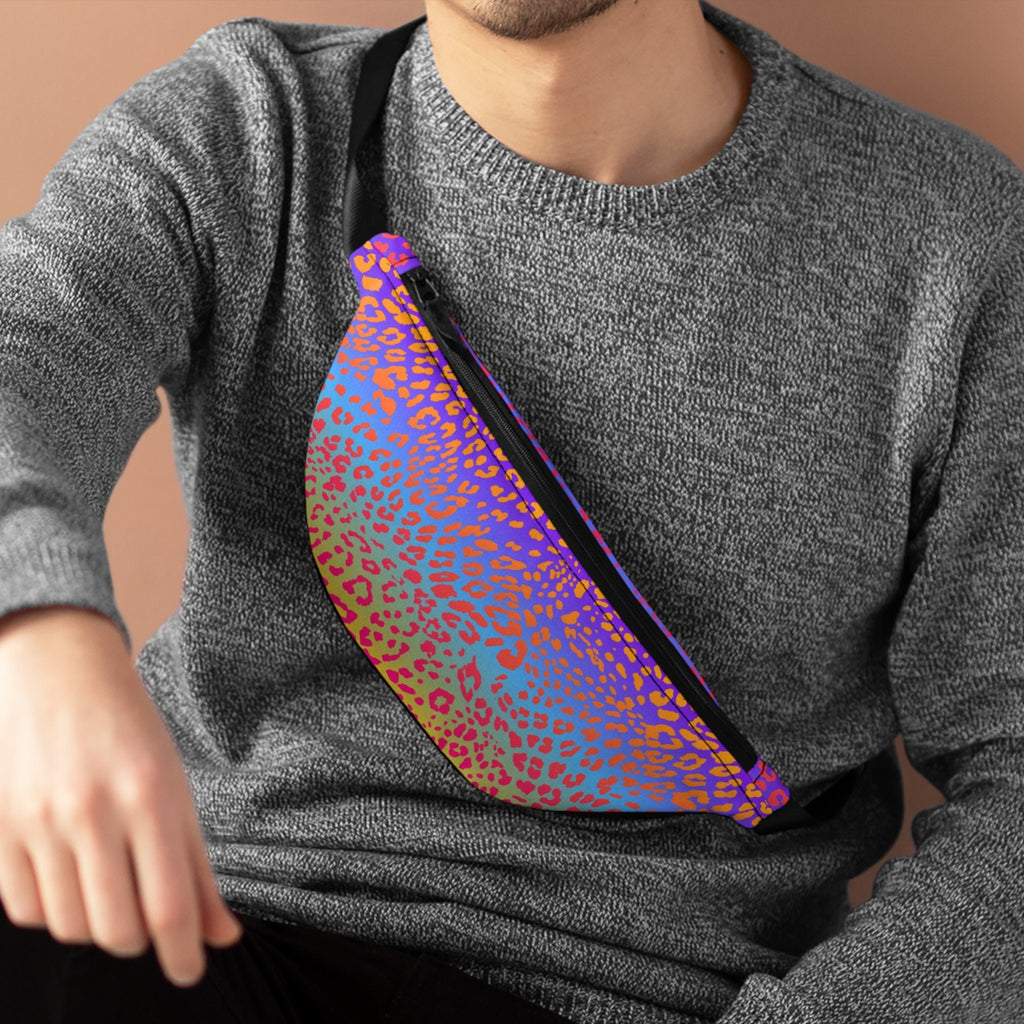 Sweetness Festival Fanny Pack: Rainbow Jaguar Colorful Vibrant Dance Accessory with Lay-Flat Design