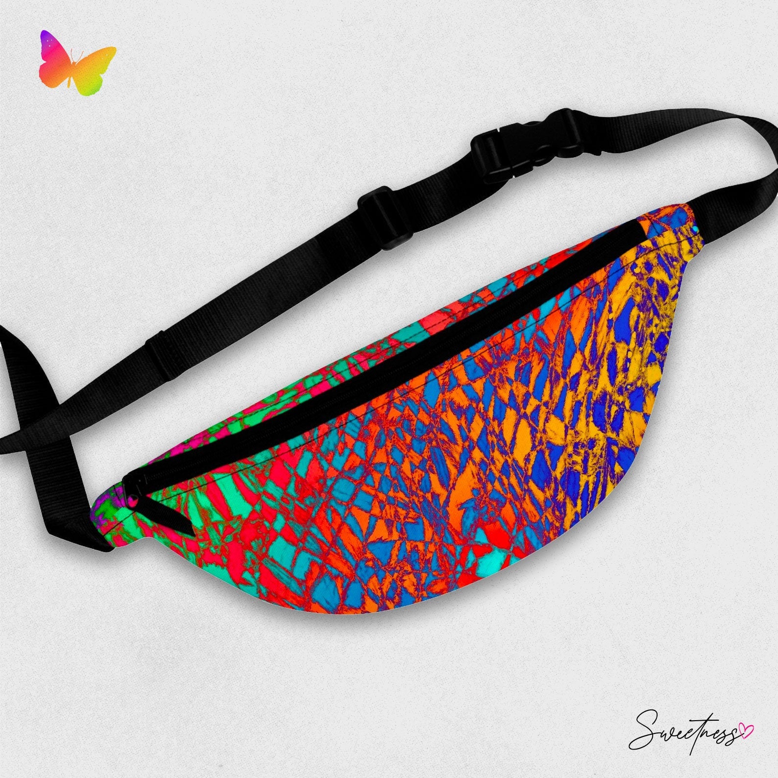 Sweetness Festival Fanny Pack: Orange Crush Abstract Colorful Vibrant Accessory with Lay-Flat Design