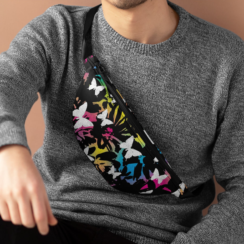 Rainbow Butterfly Fanny Pack: Vibrant Festival Rave Accessory