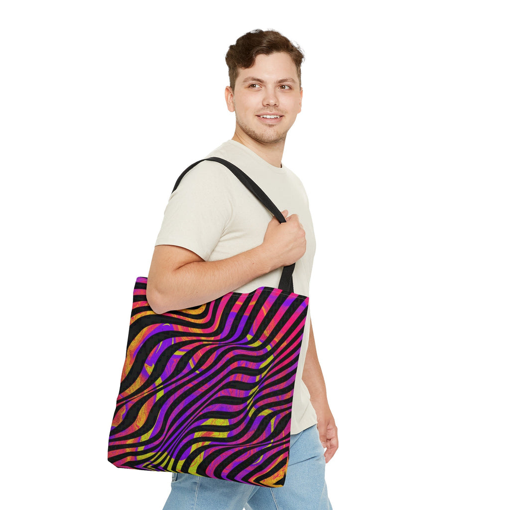 Festival Tote Bag: Abstract Pour Paint Kaleidoscope Design