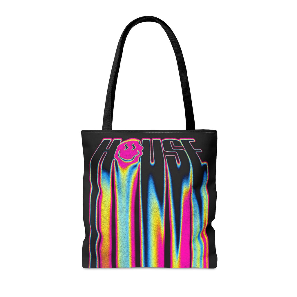 Rave Tote Bag: Smiley Face Melting House Music Design