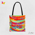 Abstract Rainbow Paint Brush Tote Bag: Vibrant Festival Accessory