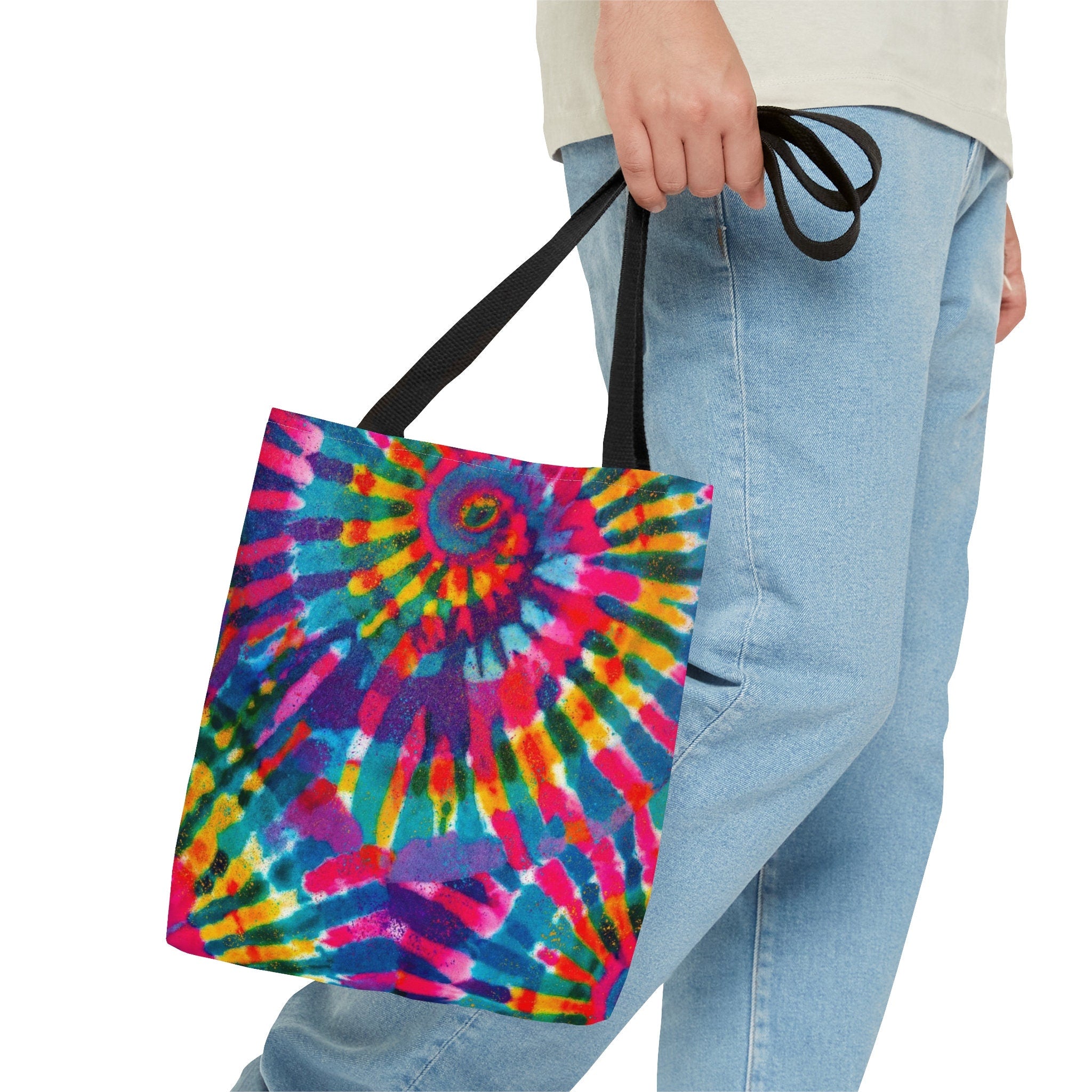 Rainbow Tie Dye Tote Bag: Vibrant Festival Rave Accessory