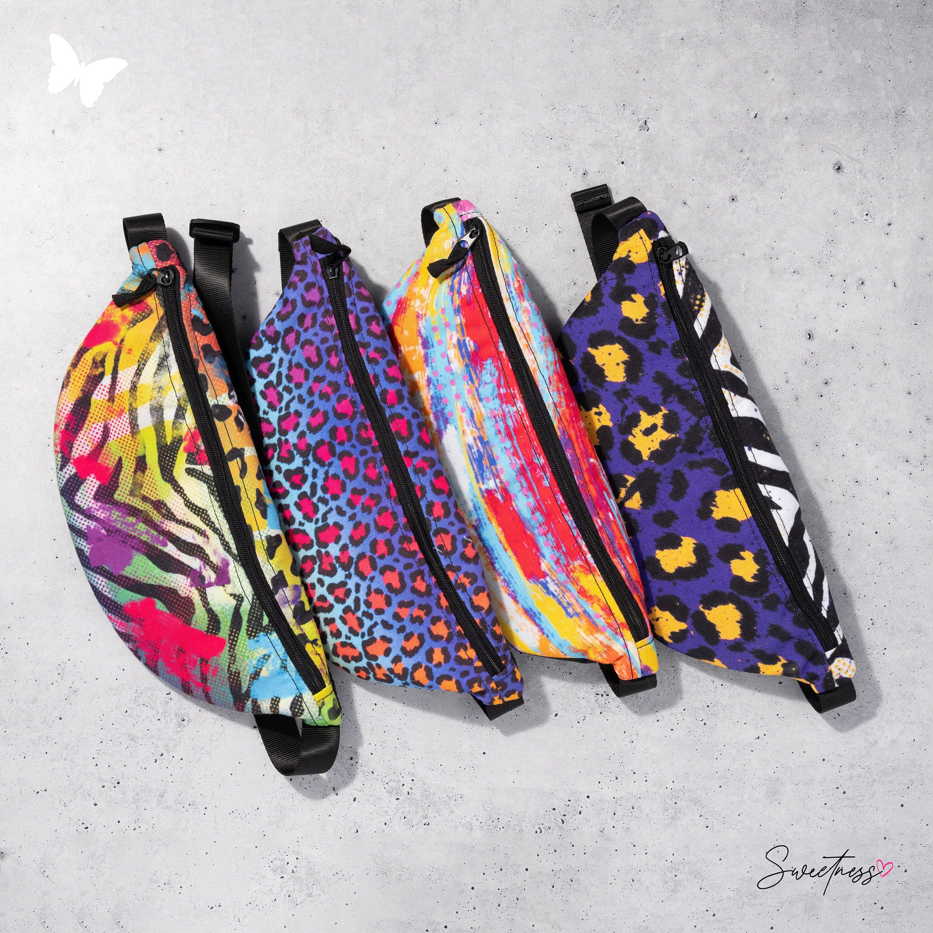 Rainbow Cheetah Fanny Pack: Psychedelic Festival Waist Bag