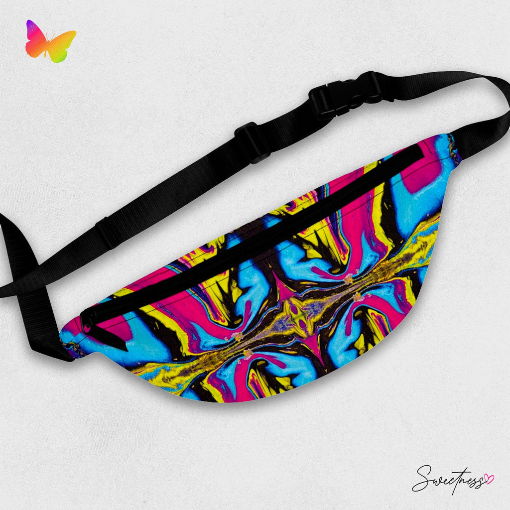Abstract Pour Paint Fanny Pack: Vibrant Festival Waist Bag
