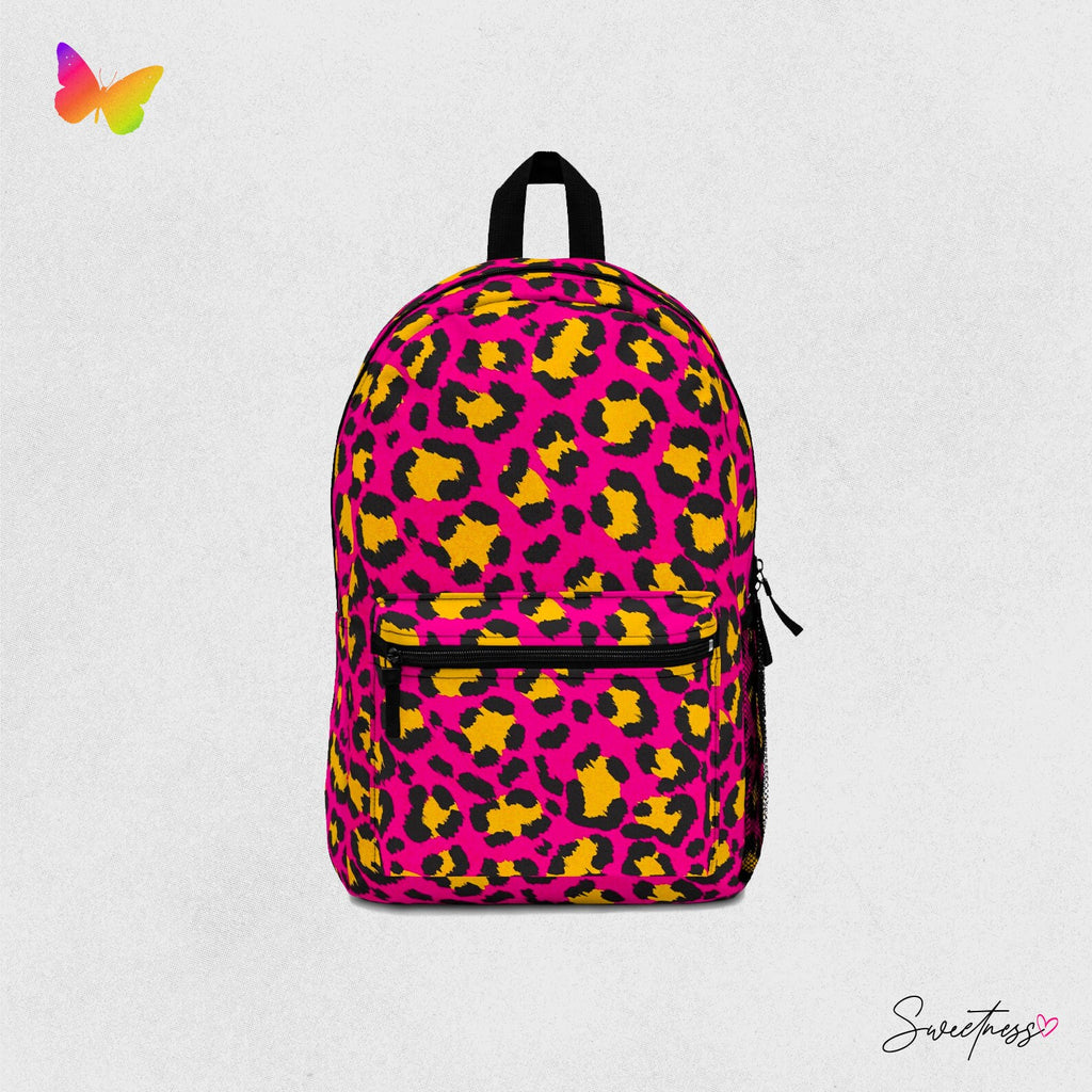 Cheetah Print Festival Backpack: Pink & Yellow Rave Bag