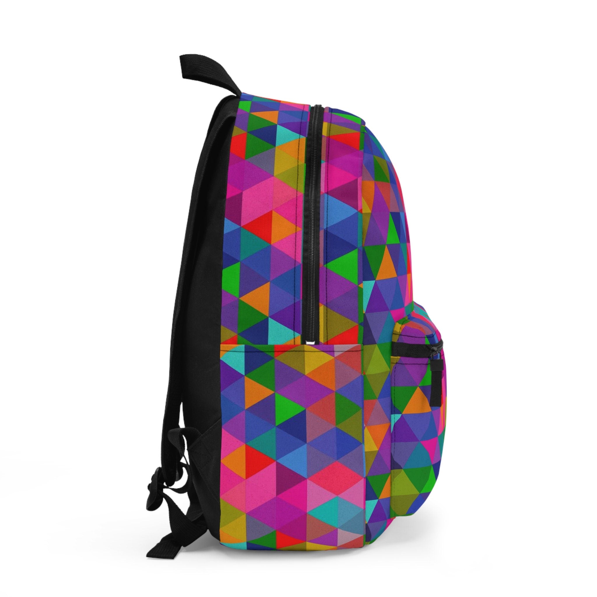 Rainbow Triangles Festival Backpack: Geometric Rave Bag