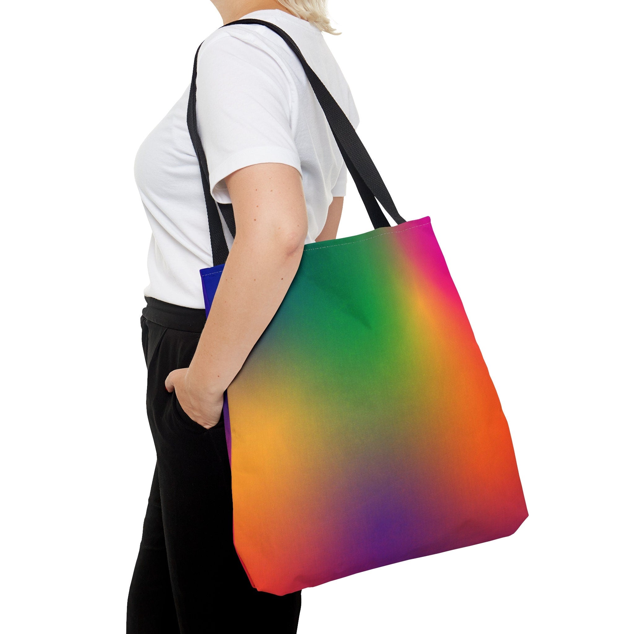 Rainbow Gradient Tote Bag: Vibrant Festival Shoulder Bag