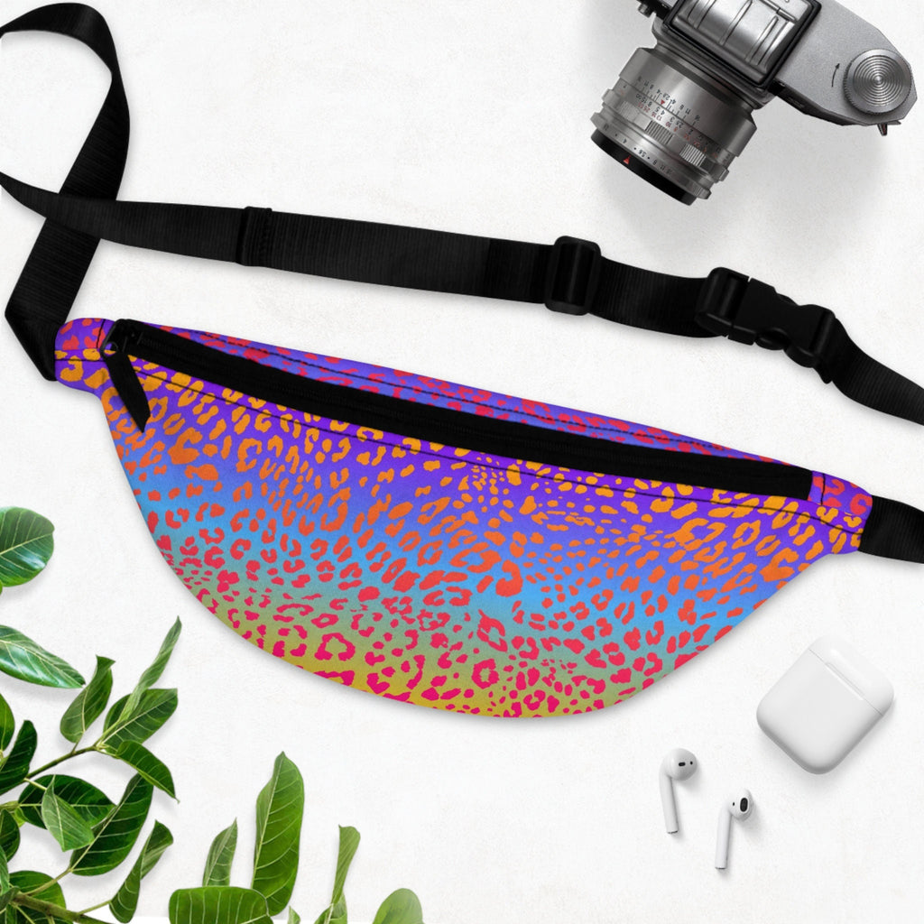 Sweetness Festival Fanny Pack: Rainbow Jaguar Colorful Vibrant Dance Accessory with Lay-Flat Design