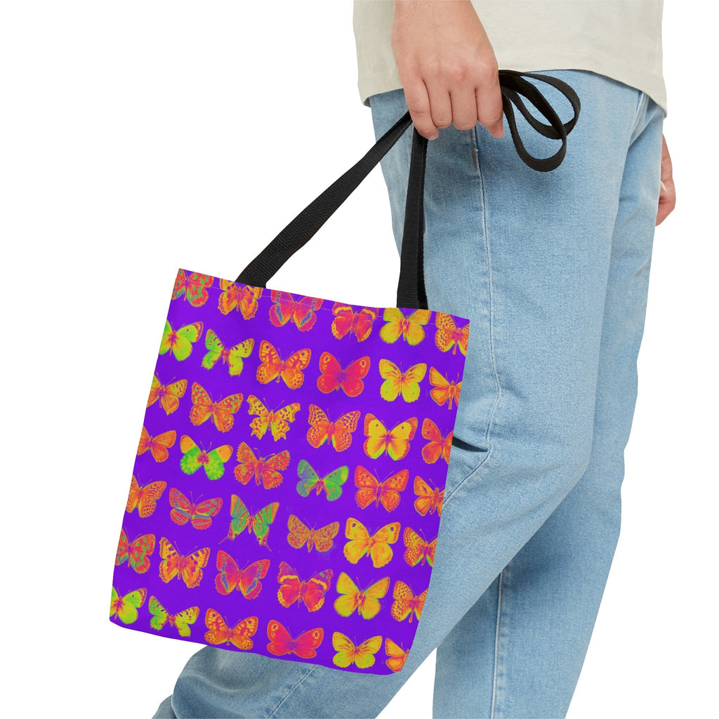 Butterfly Pattern Tote Bag: Vibrant Rave EDM Festival Accessory