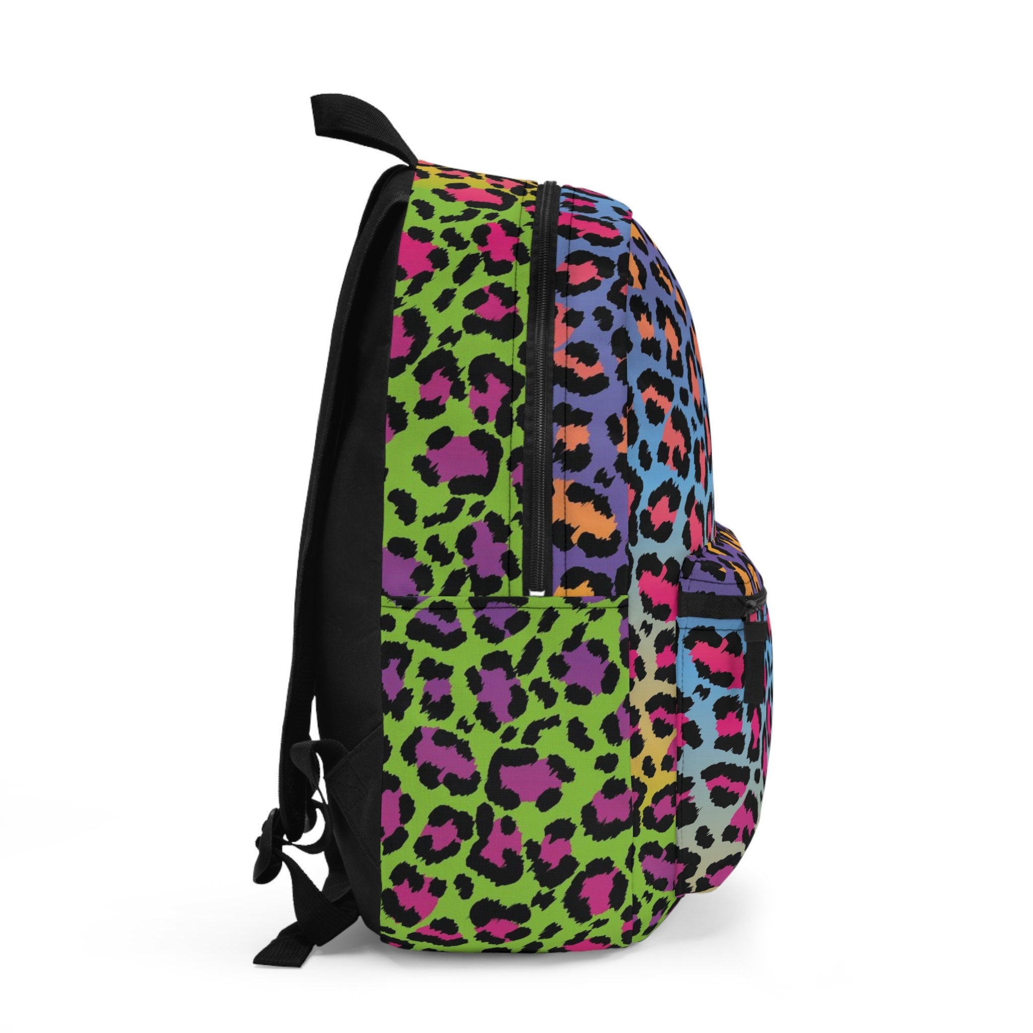 Rainbow Cheetah Print Festival Backpack: Rave EDM Travel Bag