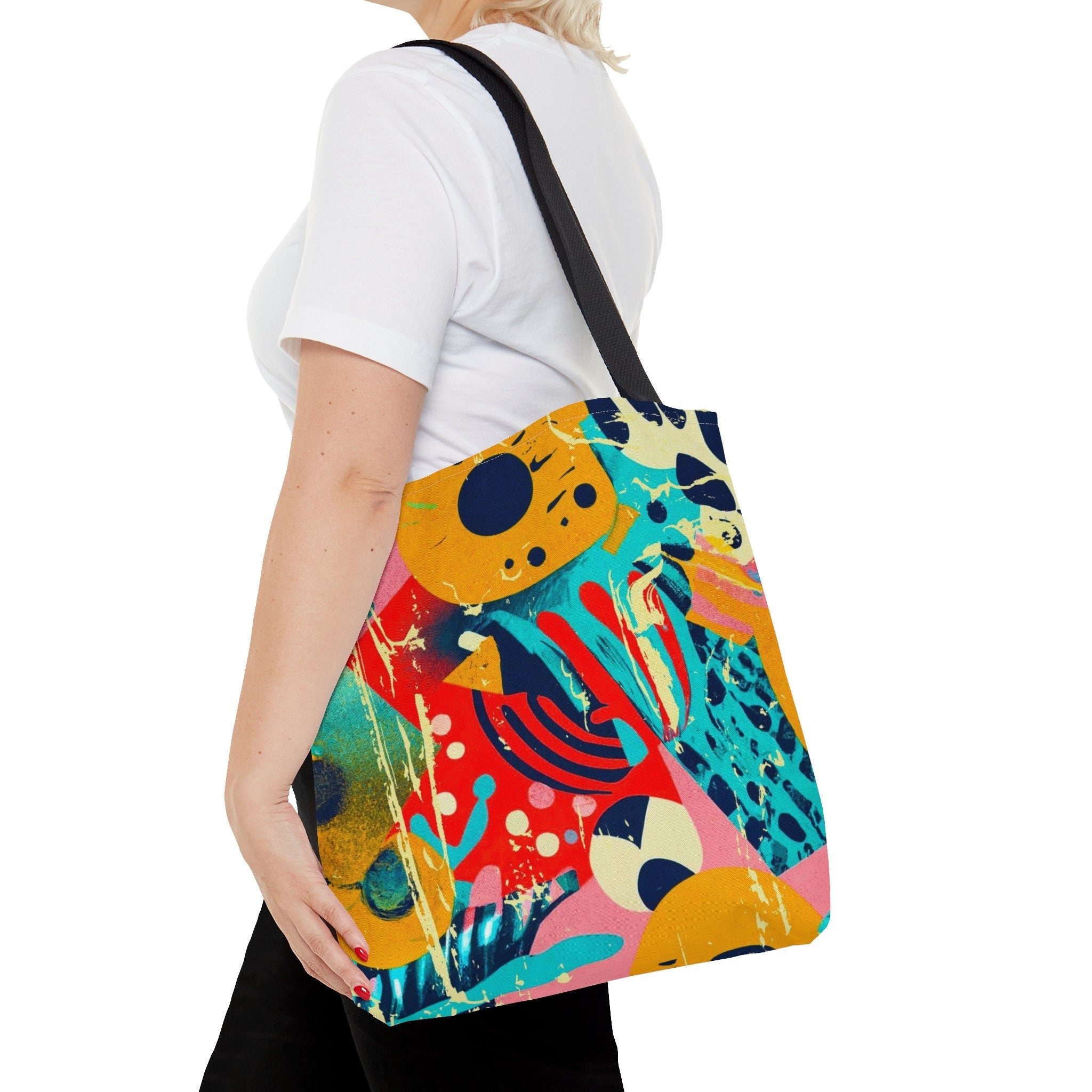 Abstract Geometric Tote Bag: Grunge Rave EDM Accessory
