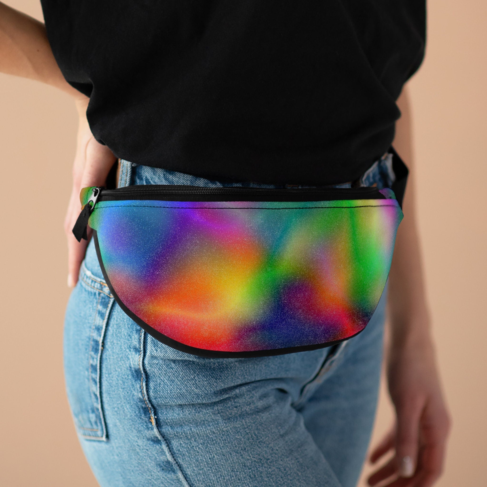 Sweetness Festival Fanny Pack: Galaxy Rainbow Gradient Abstract Vibrant Accessory with Lay-Flat Design