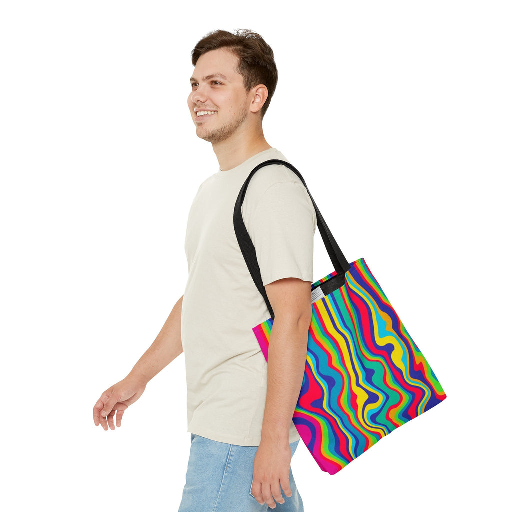 Abstract Paint Swirl Festival Tote Bag: Vibrant Neon Boho Accessory