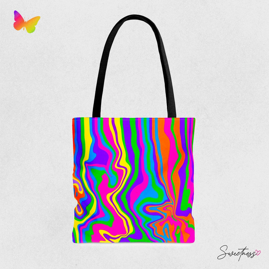 Neon Paint Swirl Tote Bag: Vibrant Rave EDM Accessory