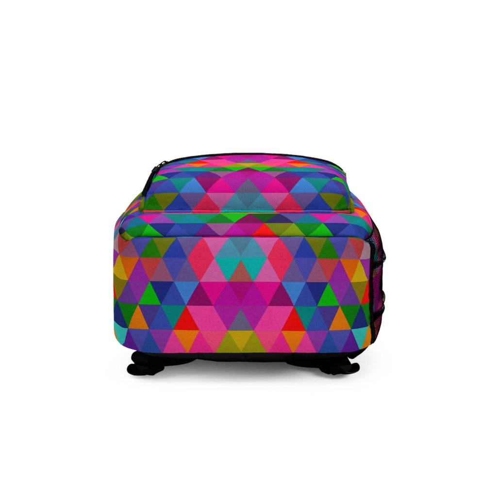 Rainbow Triangles Festival Backpack: Geometric Rave Bag