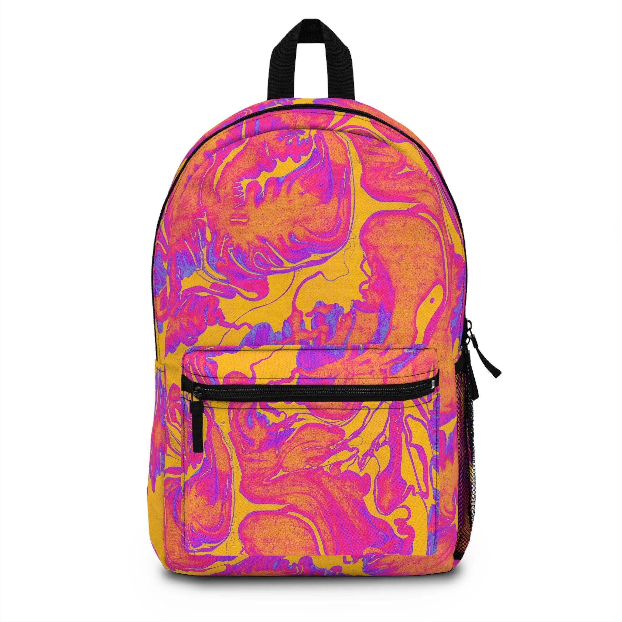 Abstract Festival Backpack: Groovy Pink Yellow Rave Bag