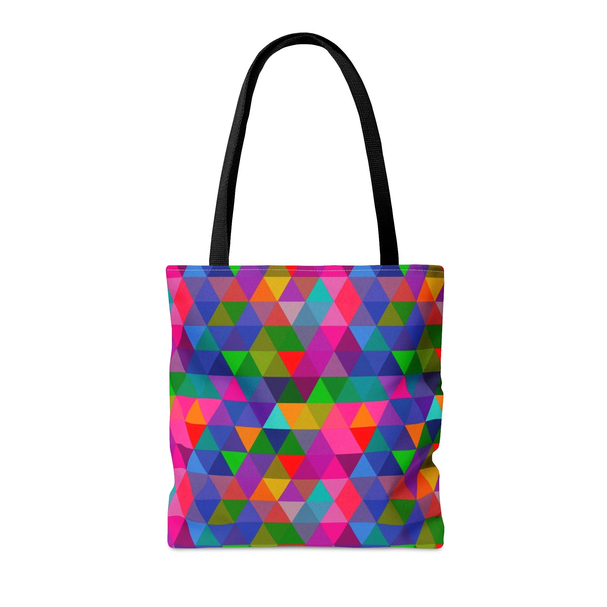 Geometric Triangles Tote Bag: Rainbow Mosaic Festival Accessory