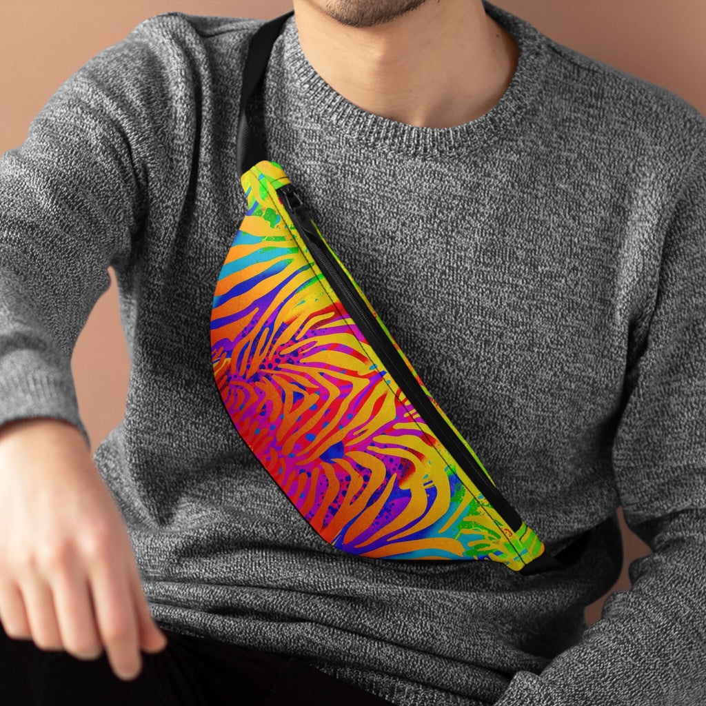 Rainbow Zebra Fanny Pack: Abstract Rave Festival Waist Bag