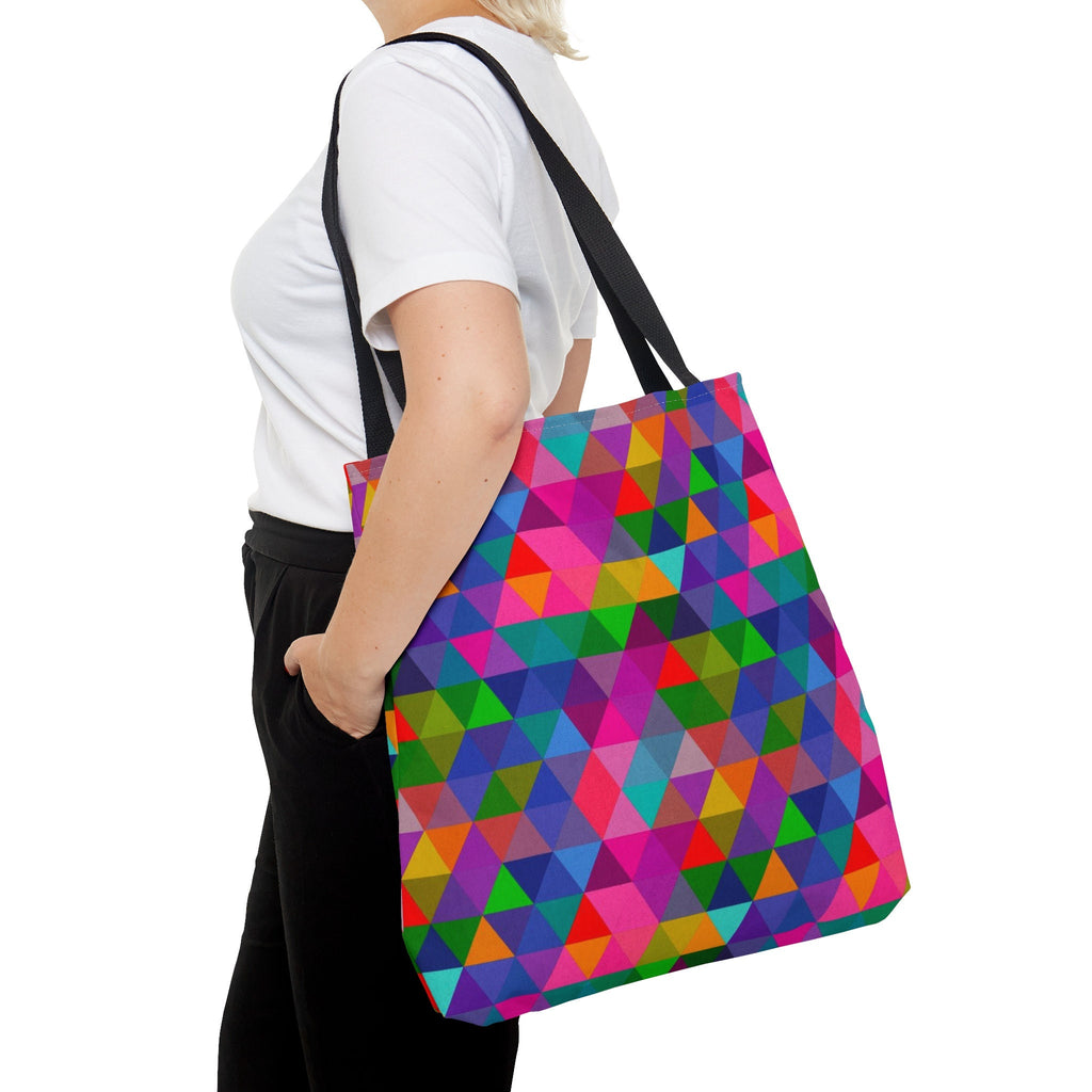 Geometric Triangles Tote Bag: Rainbow Mosaic Festival Accessory