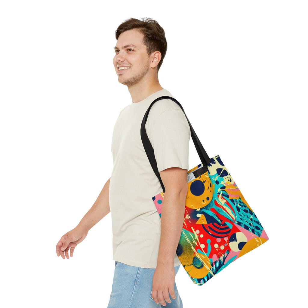 Abstract Geometric Tote Bag: Grunge Rave EDM Accessory